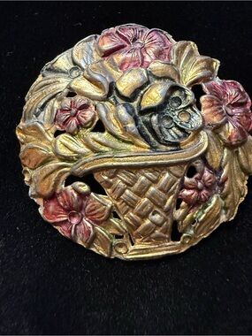 Vintage Signed CREATIVE Jardiniere flower basket brooche